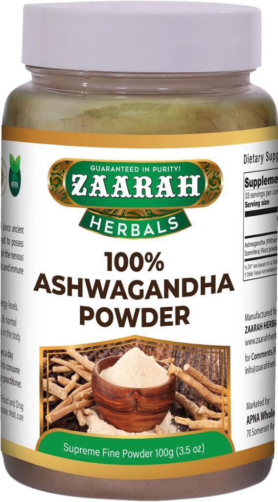 zaarah herbals 100% ashwagandha powder - 100gm - Daily Fresh Grocery