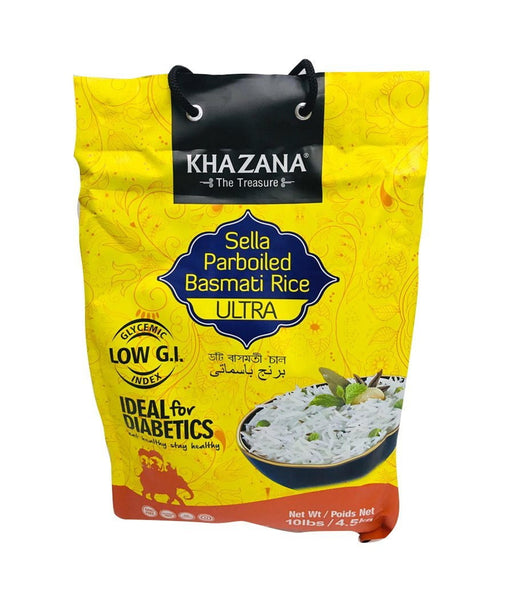 KHAZANA Sella Parboiled Basmati Rice Ultra 10Lbs