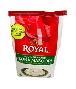 ROYAL – 100% Organic Sona Masoori Medium Grain White Rice-20Lbs - Daily Fresh Grocery