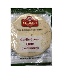 Shreeji Garlic Green Chilli (Urad Crackers) - 200 Gm - Daily Fresh Grocery