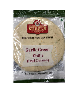 Shreeji Garlic Green Chilli (Urad Crackers) - 200 Gm - Daily Fresh Grocery